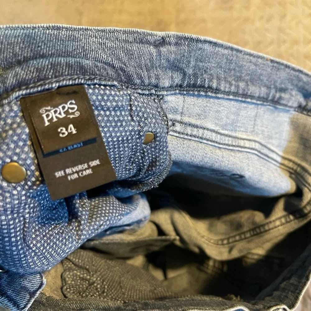 PRPS Le Sabre slim tapered fit distressed jeans mens size 34x34‎ blue NWOT